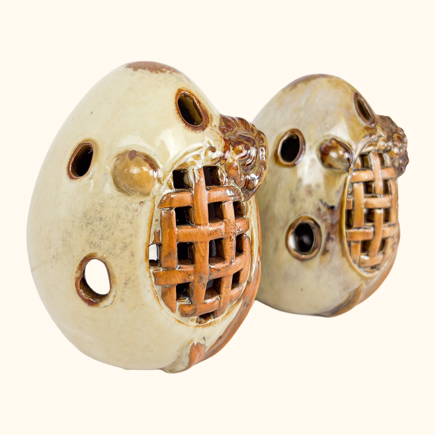Ceramic Egg Shaped Tealight Candle Holder Set