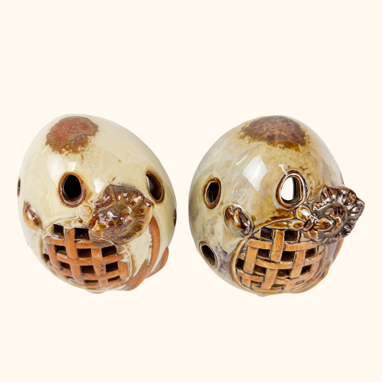 Ceramic Egg Shaped Tealight Candle Holder Set
