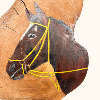 Hand Painted Horse Wall Art Wood Slice