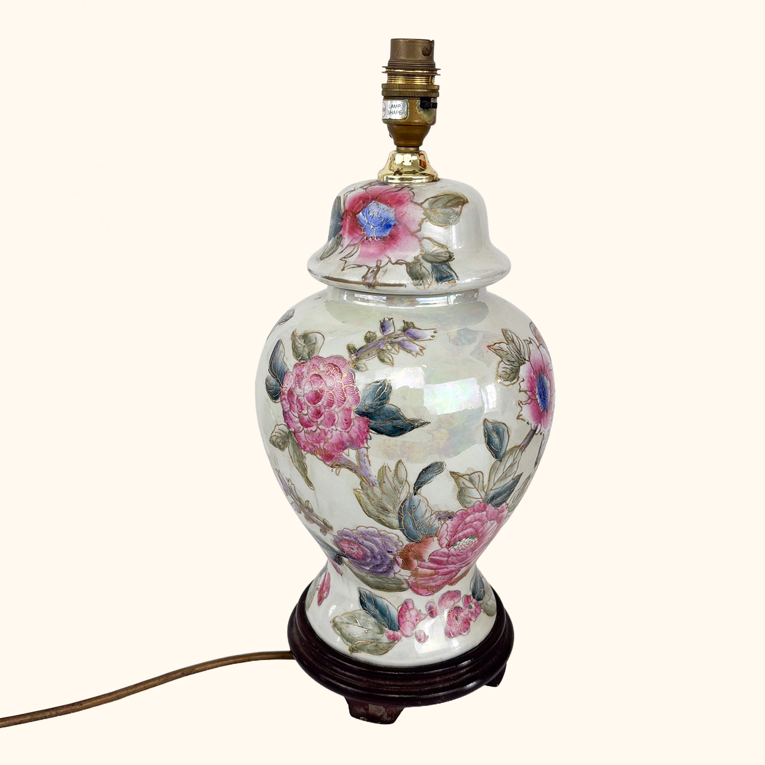 Chinese Ginger Jar Lamp Base Oriental Vintage 1990s