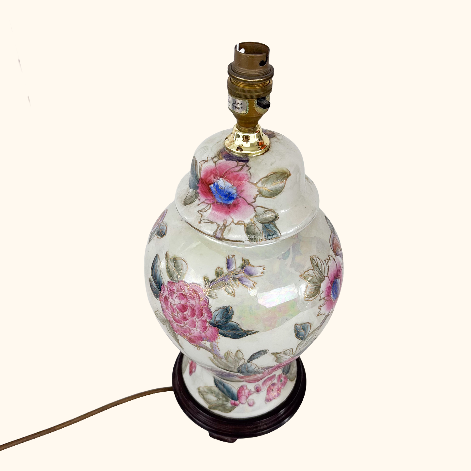 Chinese Ginger Jar Lamp Base Oriental Vintage 1990s