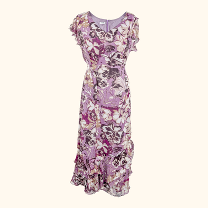 Gerry Weber Purple Floral Midi - Size 16