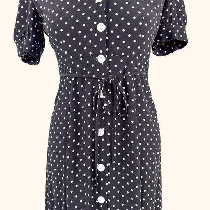 Kitri Black Polka Dot Retro Midi Dress - Size 6