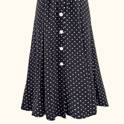 Kitri Black Polka Dot Retro Midi Dress - Size 6