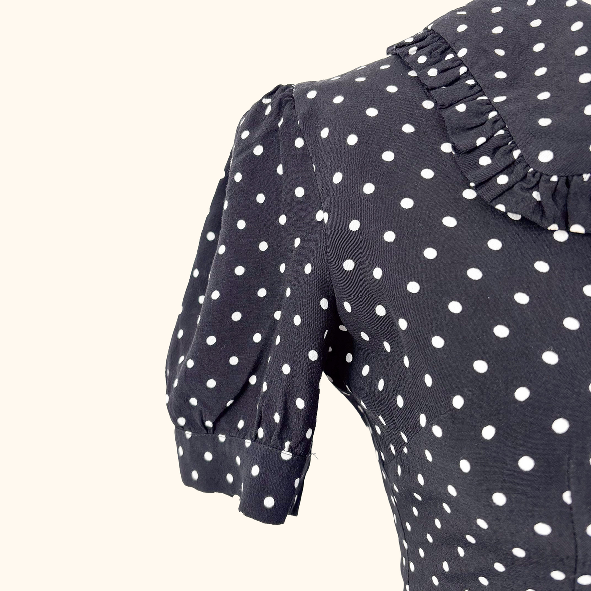 Kitri Black Polka Dot Retro Midi Dress - Size 6