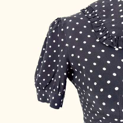Kitri Black Polka Dot Retro Midi Dress - Size 6