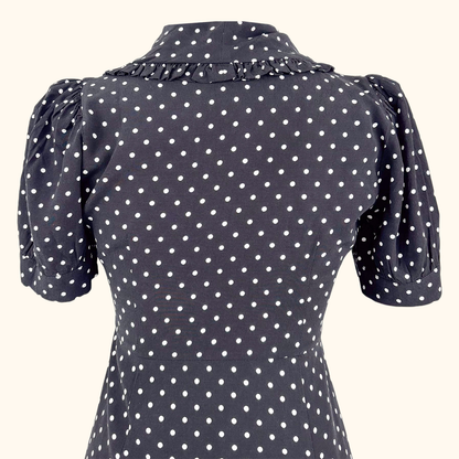 Kitri Black Polka Dot Retro Midi Dress - Size 6