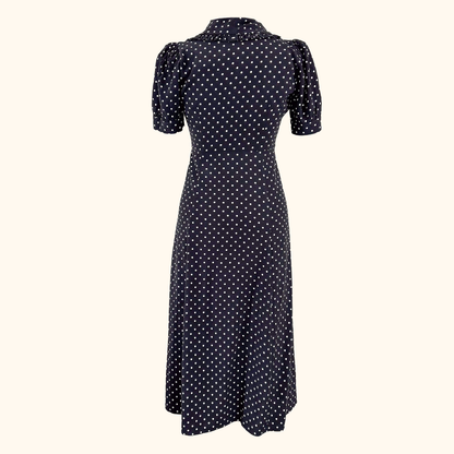 Kitri Black Polka Dot Retro Midi Dress - Size 6