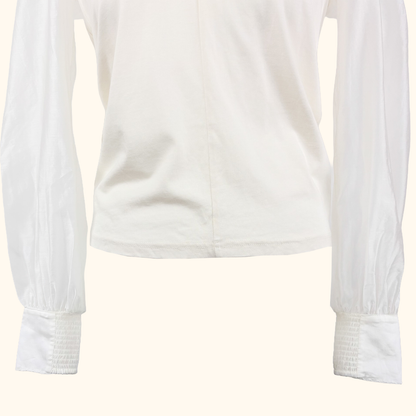 ME+EM Cream V-Neck Tulle Blouse - Size 8