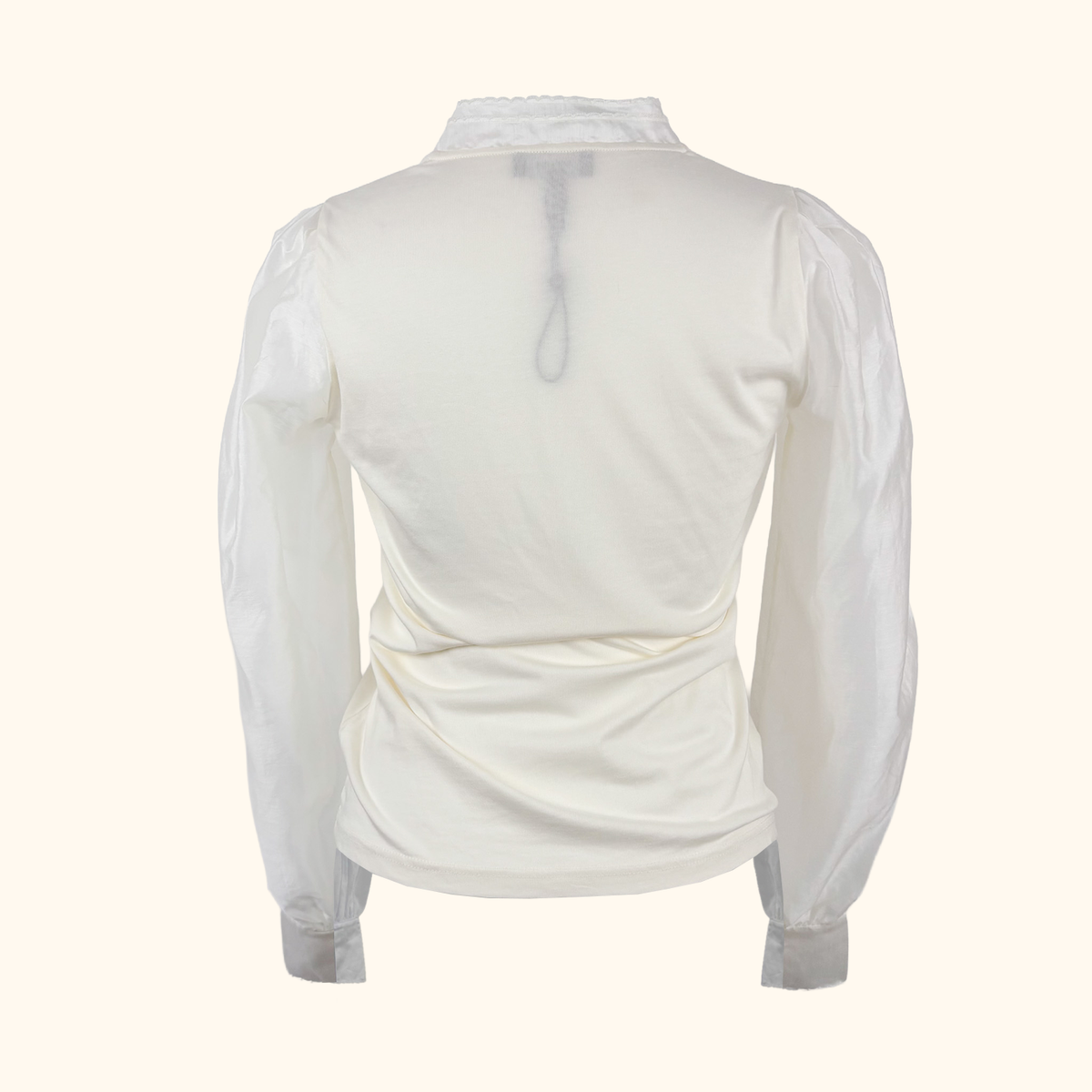 ME+EM Cream V-Neck Tulle Blouse - Size 8
