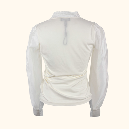 ME+EM Cream V-Neck Tulle Blouse - Size 8