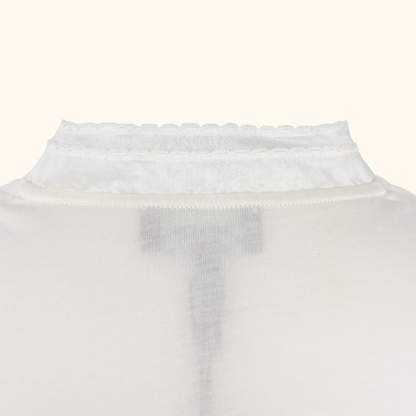 ME+EM Cream V-Neck Tulle Blouse - Size 8