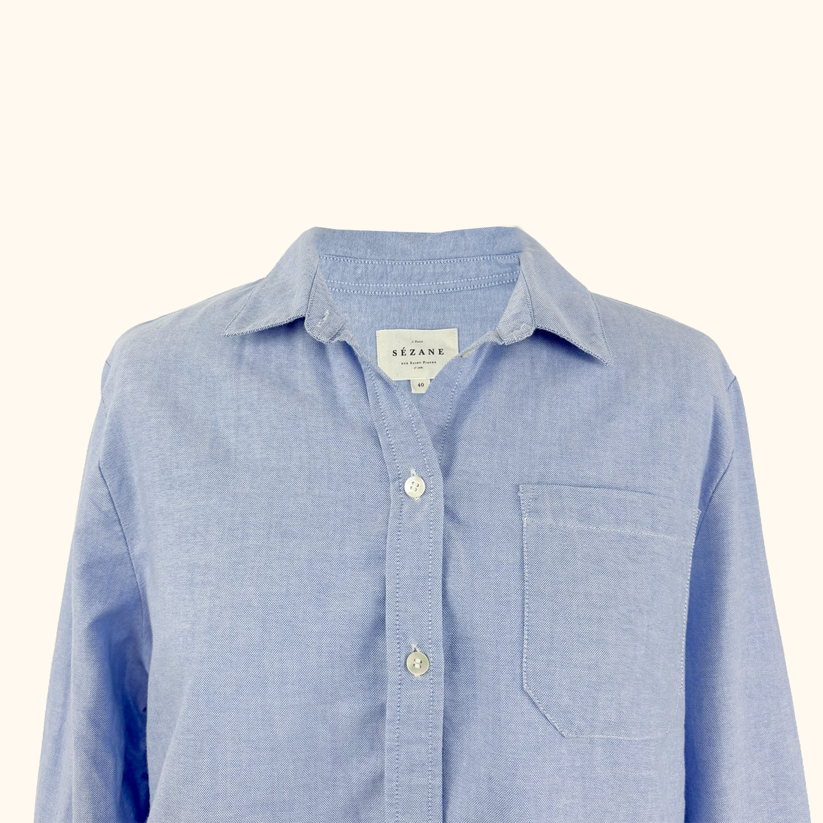 Sezane Blue Tomboy Shirt - Size 12