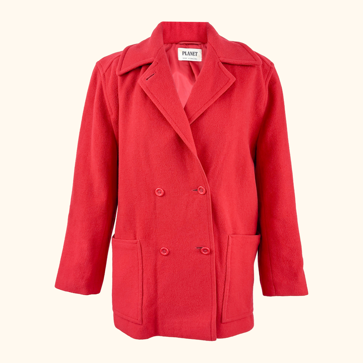 Vintage Planet Red Wool Peacoat - Size 12