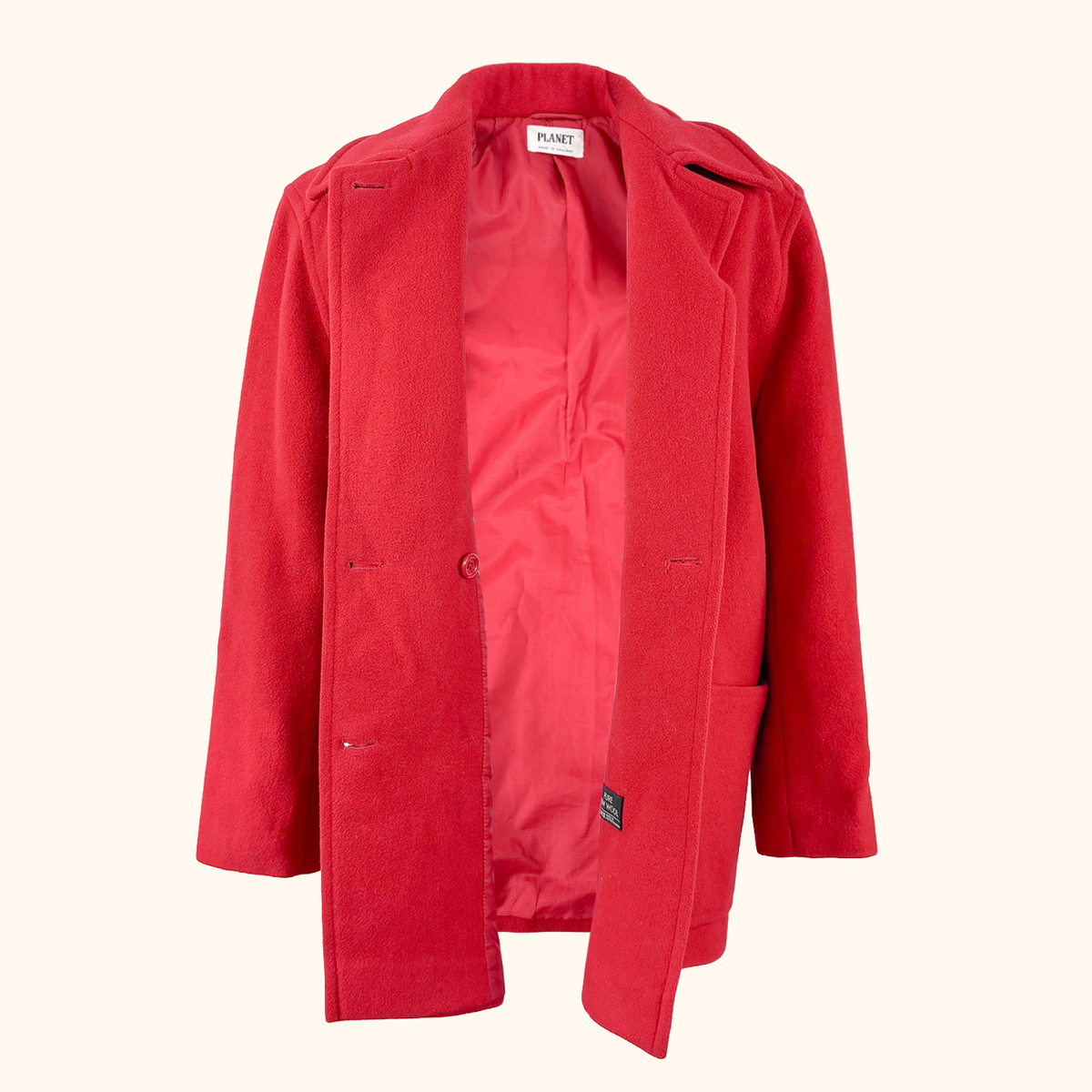 Vintage Planet Red Wool Peacoat - Size 12