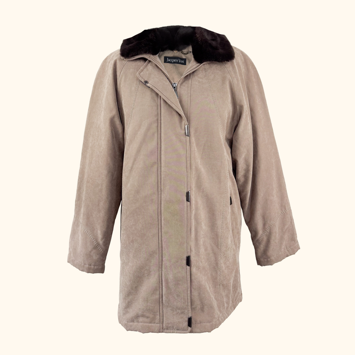 Jacques Vert Faux Suede Mid-Length Coat - Size Small