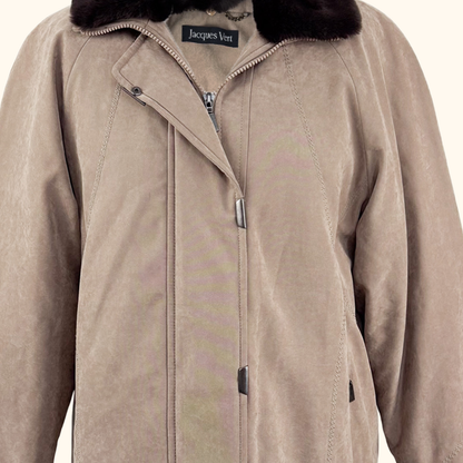 Jacques Vert Faux Suede Mid-Length Coat - Size Small