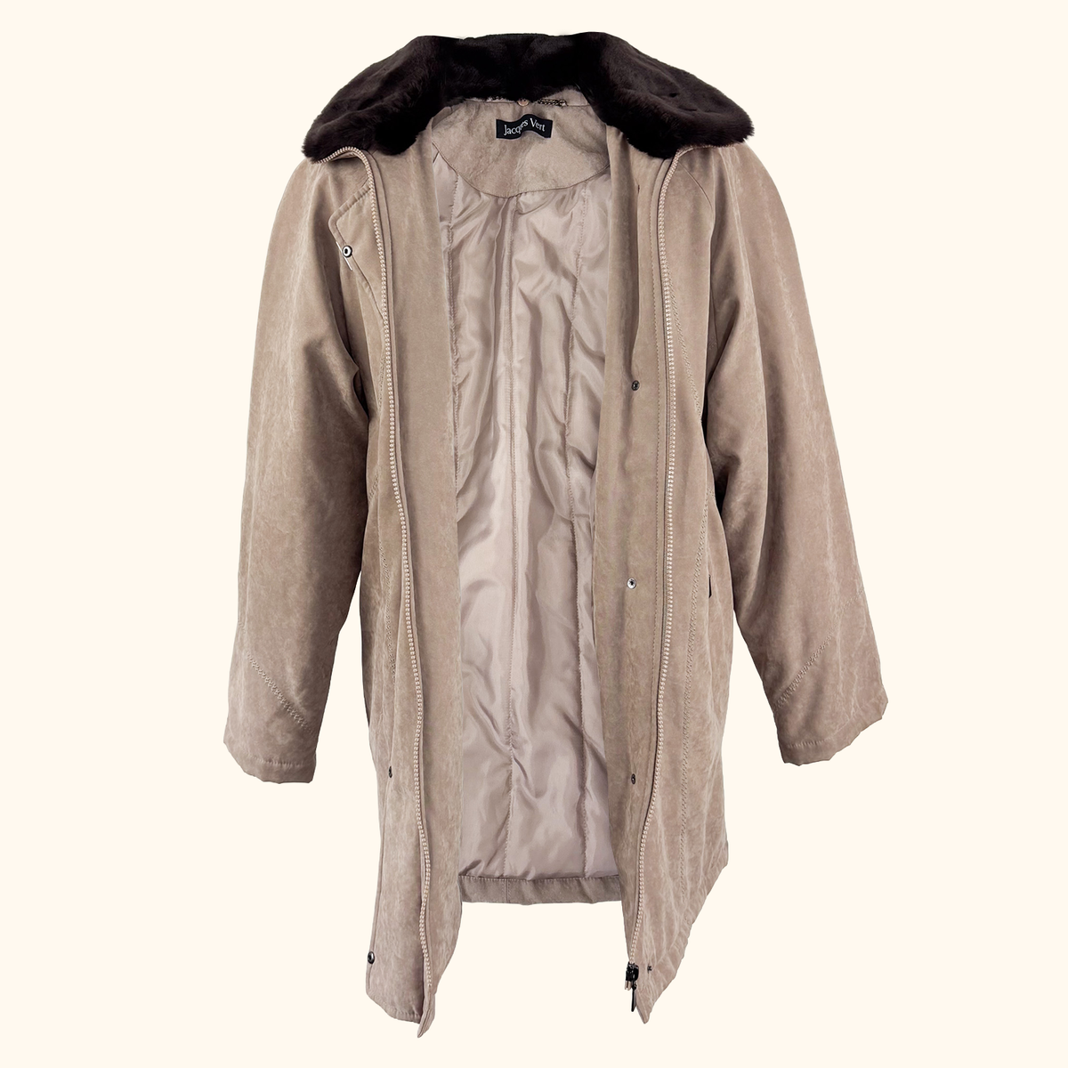 Jacques Vert Faux Suede Mid-Length Coat - Size Small