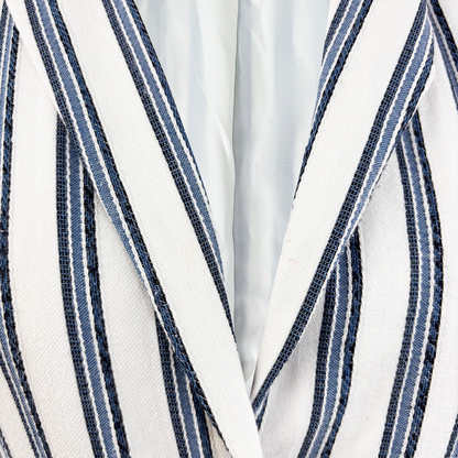 Guess Blue Striped Cotton Blend Blazer - Size 6