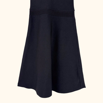 Morgan Black Ribbed Skater Dress - Size Small