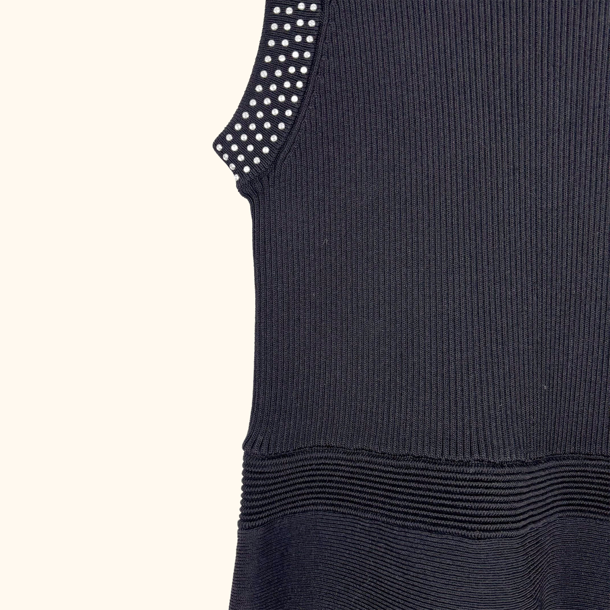 Morgan Black Ribbed Skater Dress - Size Small