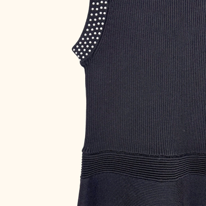 Morgan Black Ribbed Skater Dress - Size Small