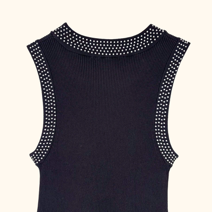 Morgan Black Ribbed Skater Dress - Size Small