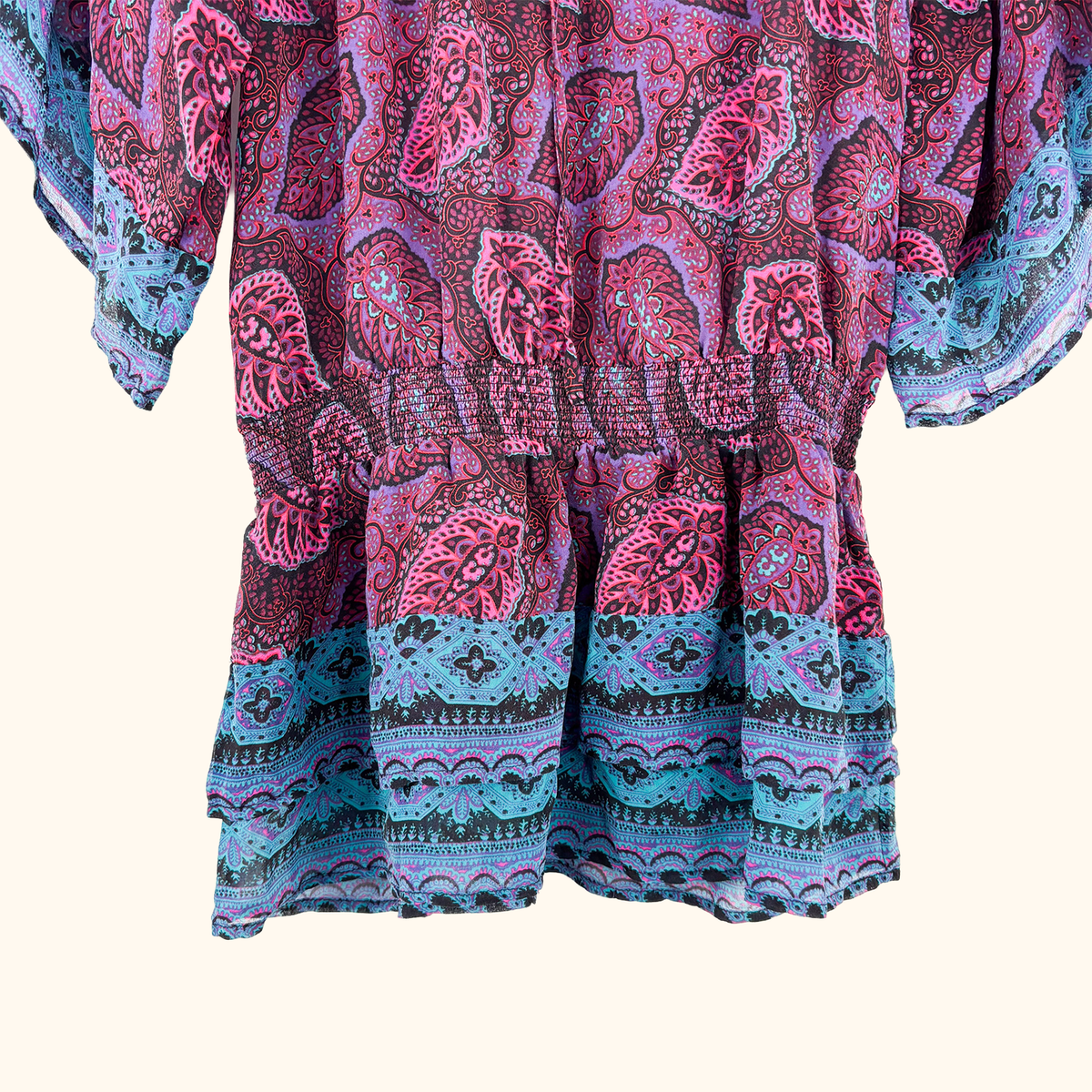 Warehouse Paisley Silk Blouse - Size 10