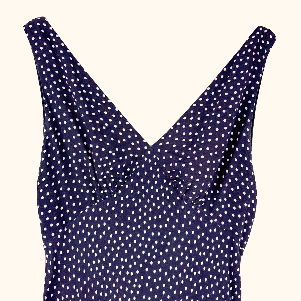 Rixo Sandrine Navy Polka Dot Midi Dress - Size 12