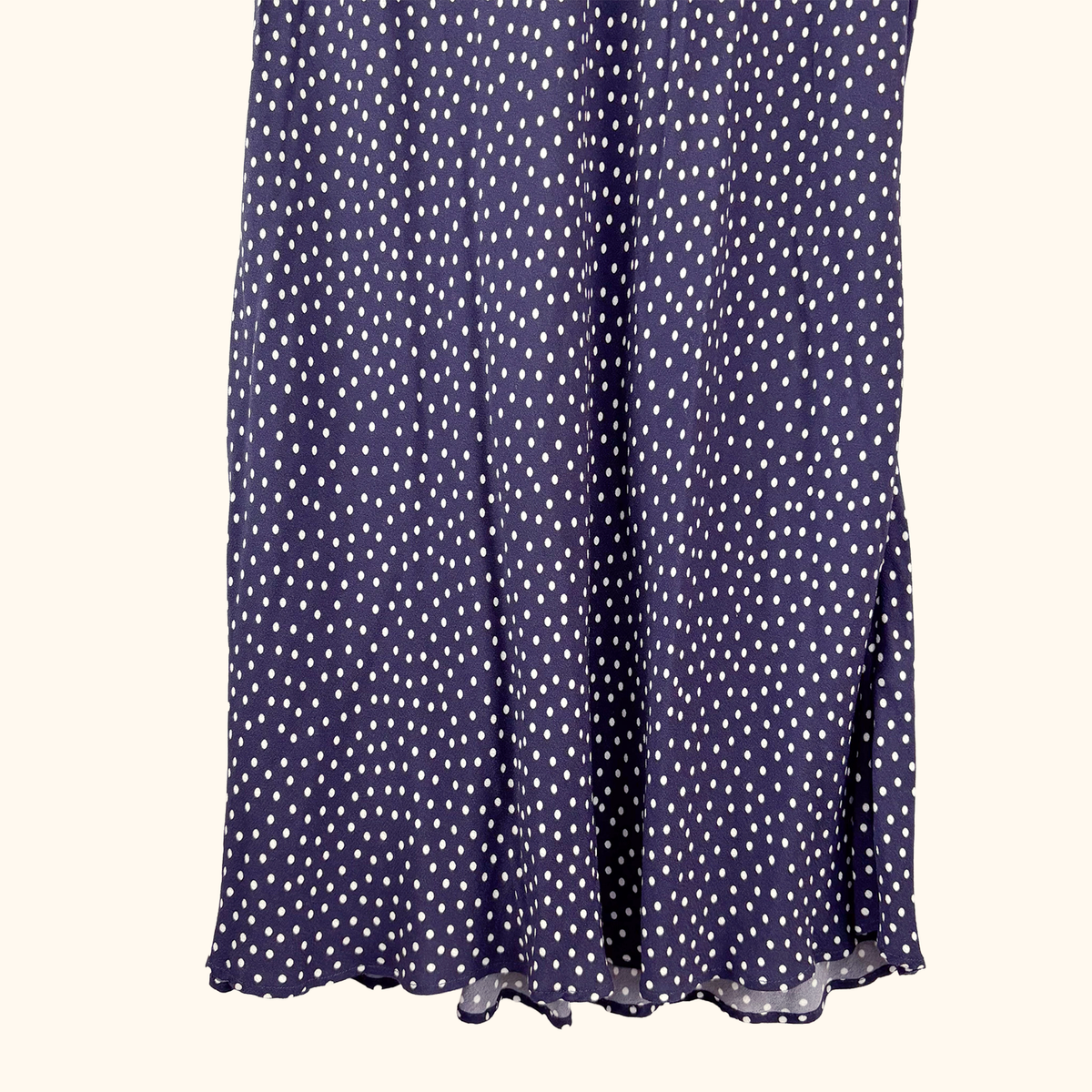 Rixo Sandrine Navy Polka Dot Midi Dress - Size 12