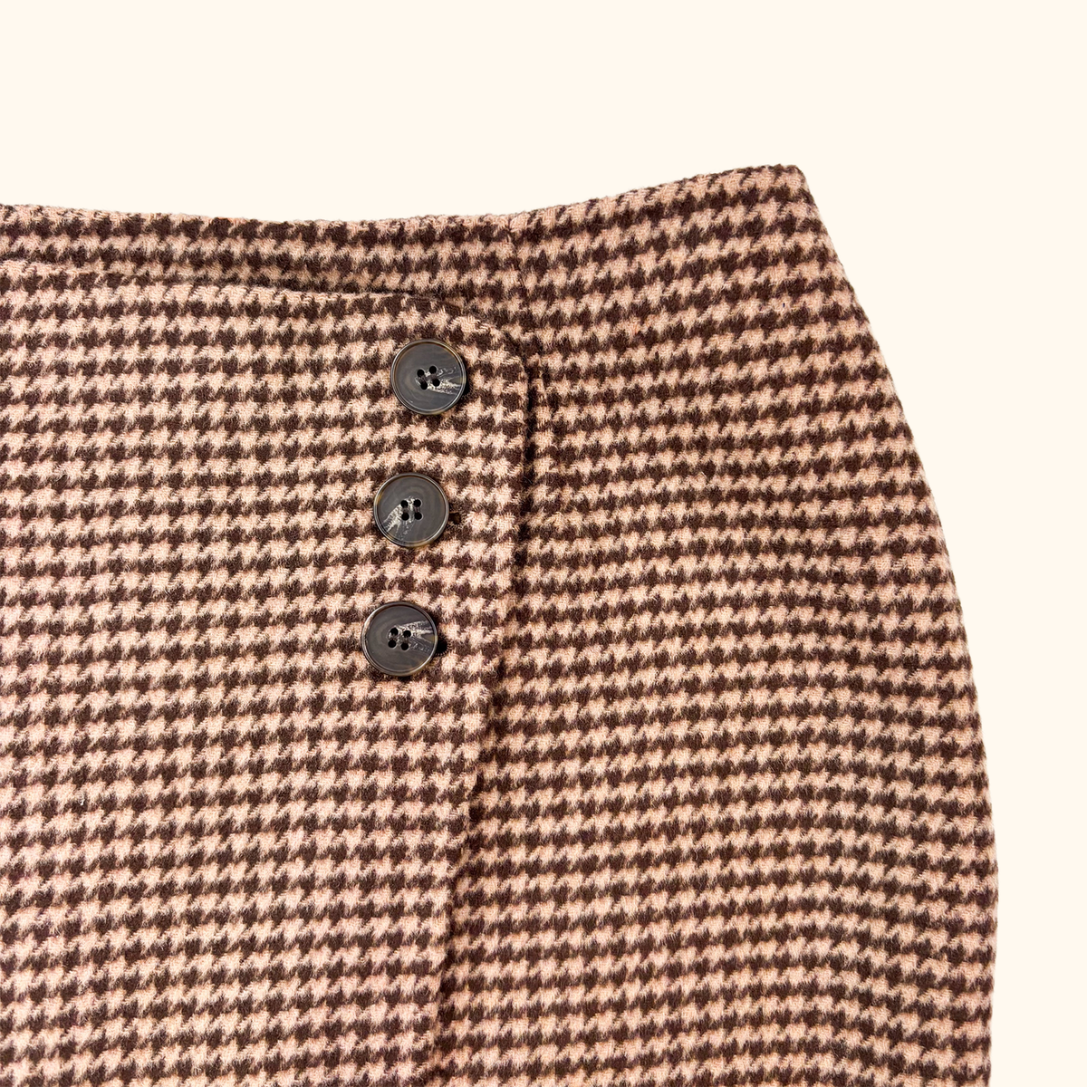 Sezane Peter Houndstooth Brown Wool Skirt - Size 12