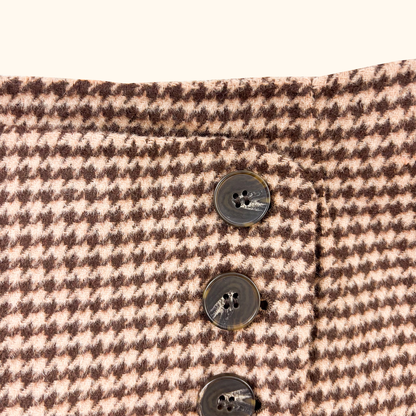 Sezane Peter Houndstooth Brown Wool Skirt - Size 12