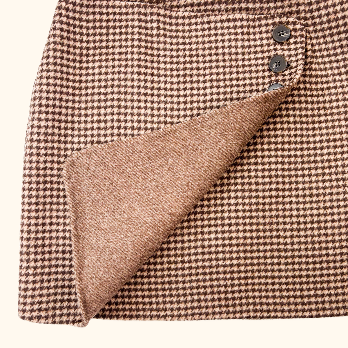 Sezane Peter Houndstooth Brown Wool Skirt - Size 12