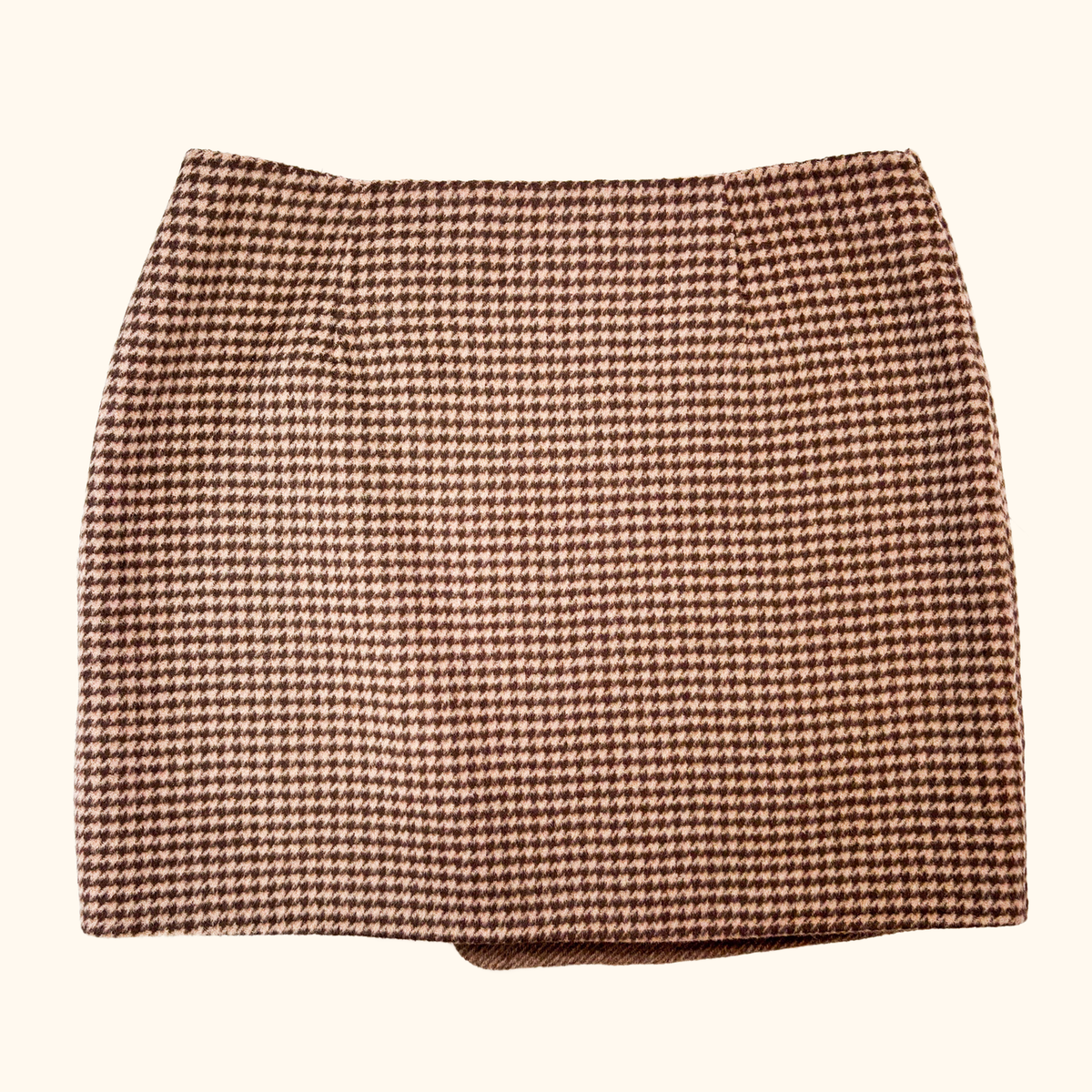 Sezane Peter Houndstooth Brown Wool Skirt - Size 12