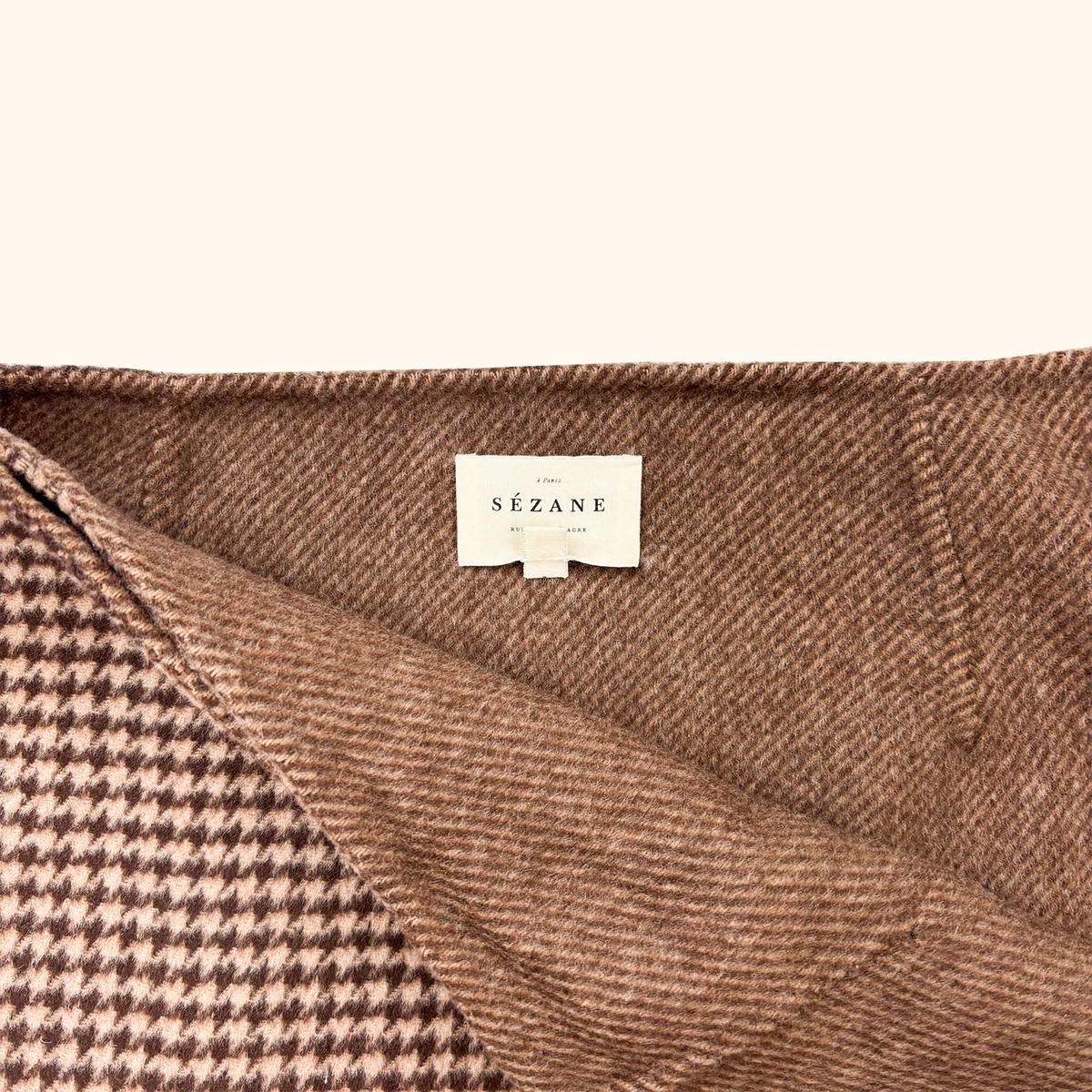 Sezane Peter Houndstooth Brown Wool Skirt - Size 12