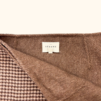 Sezane Peter Houndstooth Brown Wool Skirt - Size 12