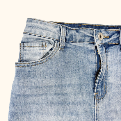Redial Lace Up Denim Mini Skirt - Size 8