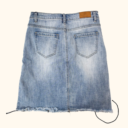 Redial Lace Up Denim Mini Skirt - Size 8