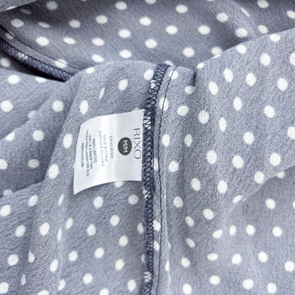 Rixo Sandrine Navy Polka Dot Midi Dress - Size 12