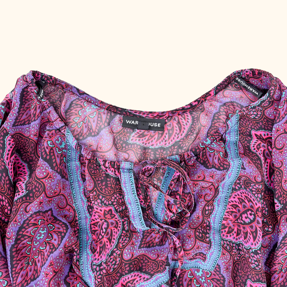 Warehouse Paisley Silk Blouse - Size 10