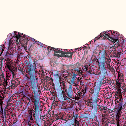 Warehouse Paisley Silk Blouse - Size 10