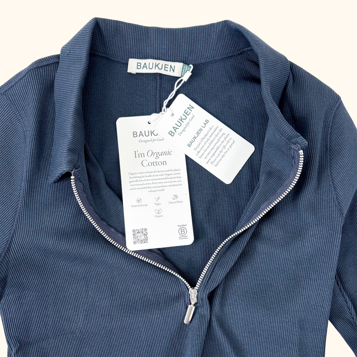 Baukjen Navy Half Zip Cotton Top - Size 12