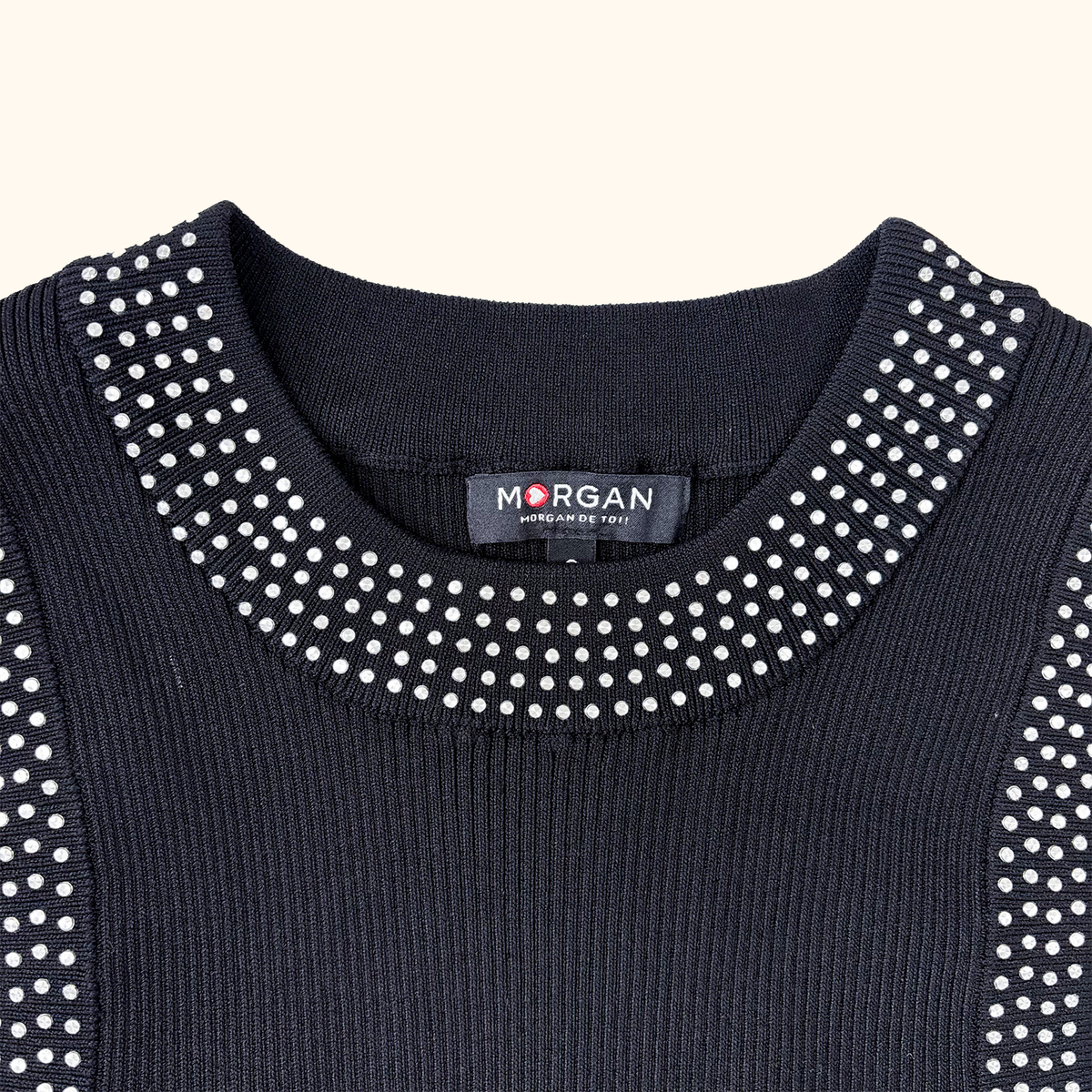 Morgan Black Ribbed Skater Dress - Size Small