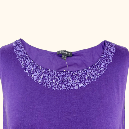 Pomodoro Purple Sequin Jersey Vest - Size 16