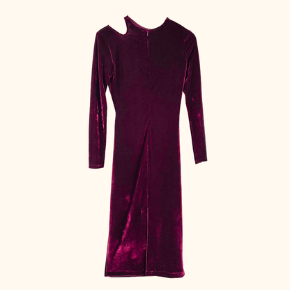 Reiss Burgundy Velvet Midi Dress - Size 6