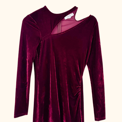 Reiss Burgundy Velvet Midi Dress - Size 6
