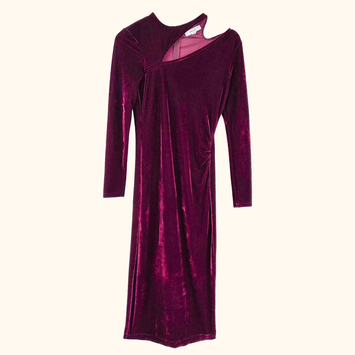 Reiss Burgundy Velvet Midi Dress - Size 6