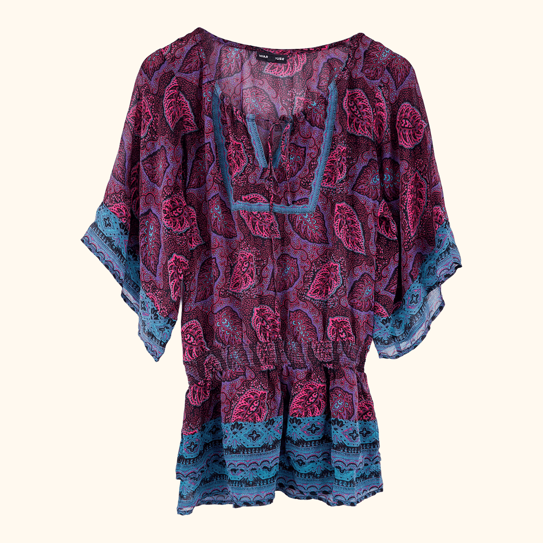 Warehouse Paisley Silk Blouse - Size 10