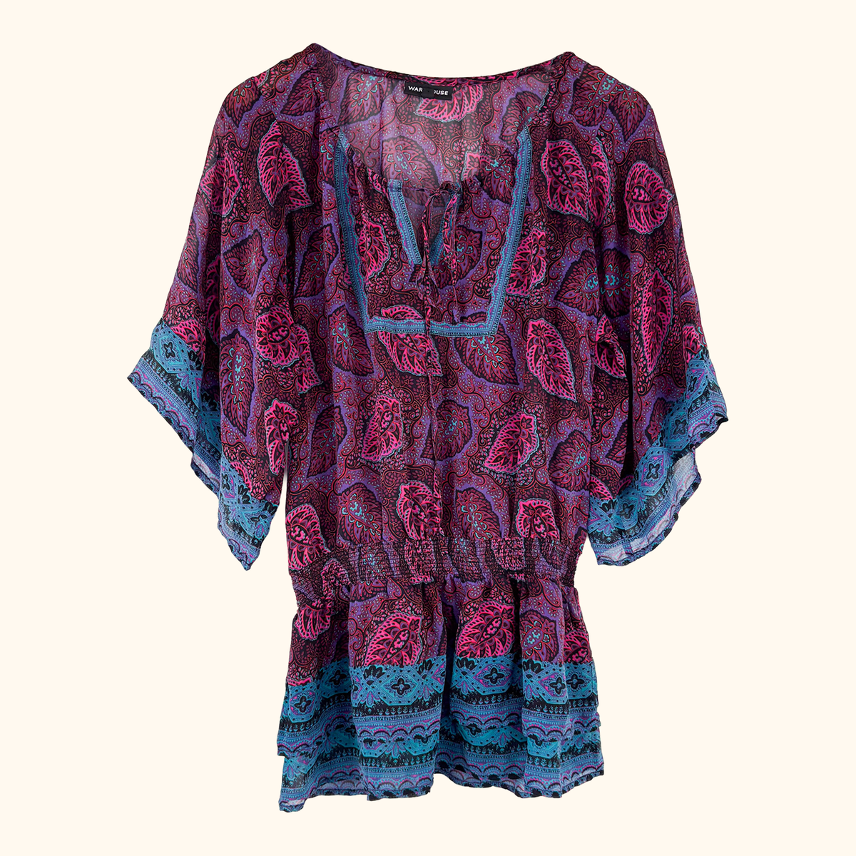Warehouse Paisley Silk Blouse - Size 10