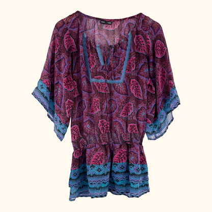 Warehouse Paisley Silk Blouse - Size 10